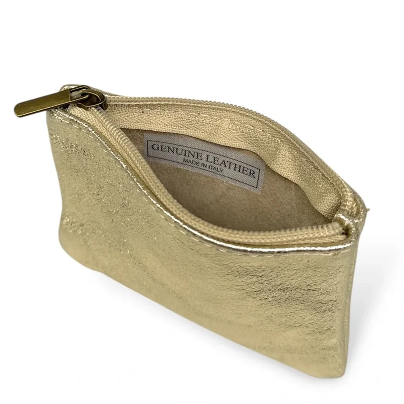 Pochette en cuir irisé GLOW PURSE Or pâle