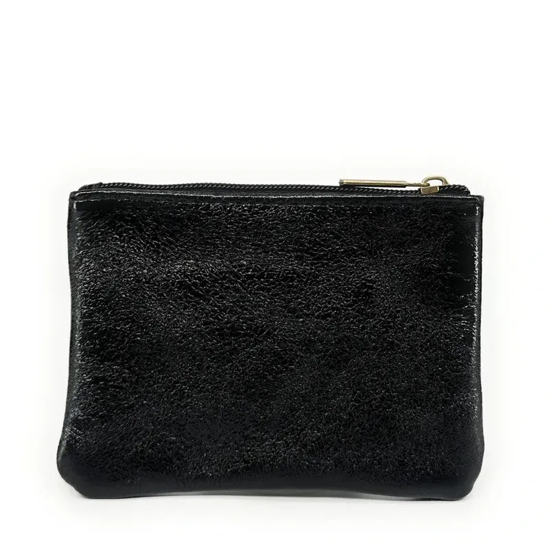 Pochette en cuir irisé GLOW PURSE Noir irisé