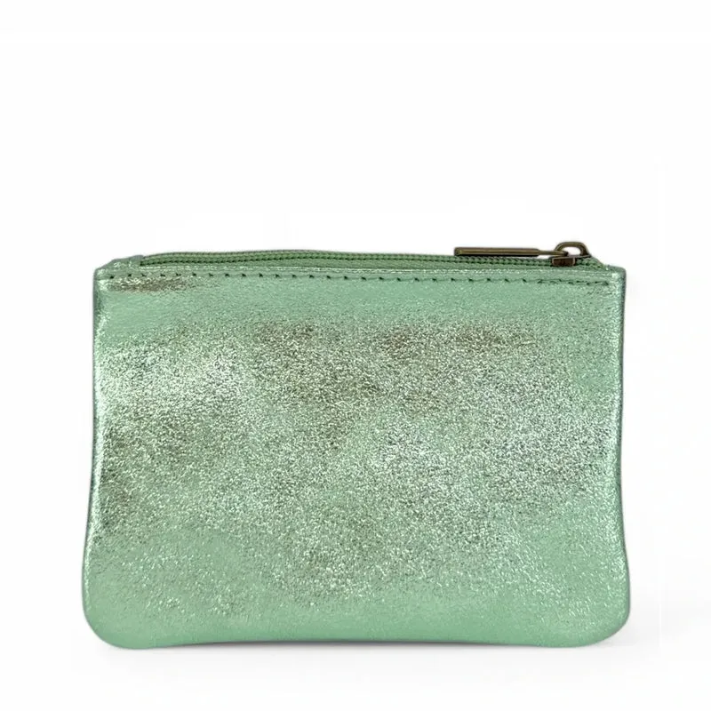 Pochette en cuir irisé GLOW PURSE Vert menthe givrée