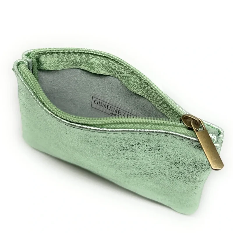 Pochette en cuir irisé GLOW PURSE Vert menthe givrée