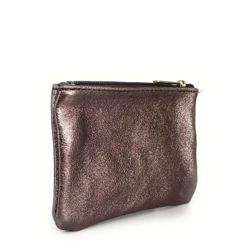 Pochette en cuir irisé GLOW PURSE Marron chocolat irisé
