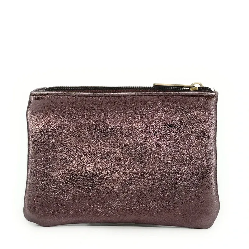 Pochette en cuir irisé GLOW PURSE Marron chocolat irisé