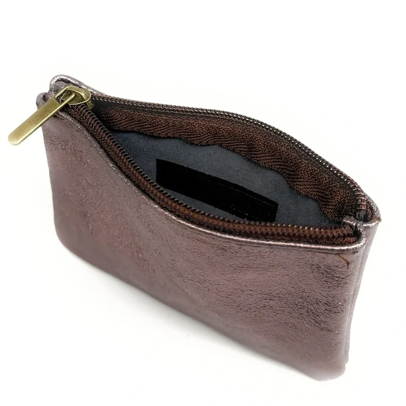 Pochette en cuir irisé GLOW PURSE Marron chocolat irisé