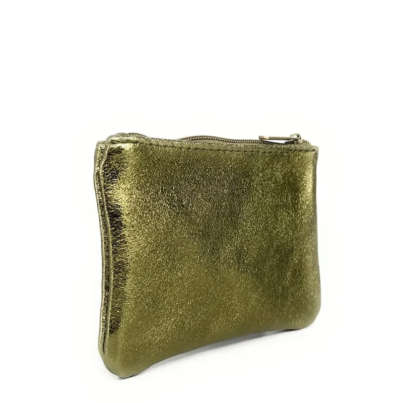 Pochette en cuir irisé GLOW PURSE Vert kaki irisé