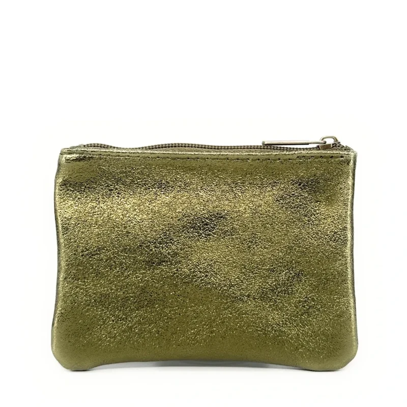 Pochette en cuir irisé GLOW PURSE Vert kaki irisé