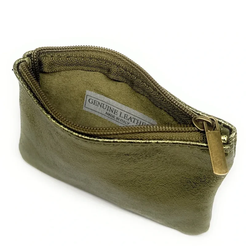 Pochette en cuir irisé GLOW PURSE Vert kaki irisé