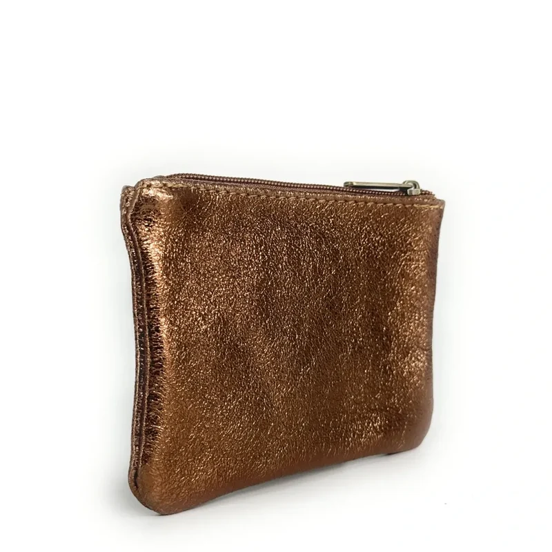 Pochette en cuir irisé GLOW PURSE Marron bronze