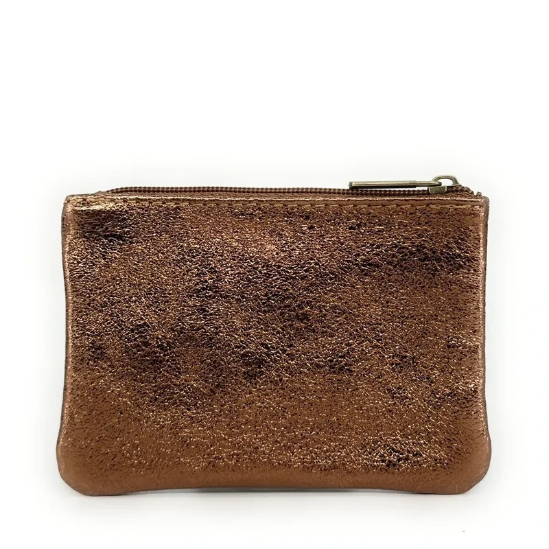 Pochette en cuir irisé GLOW PURSE Marron bronze