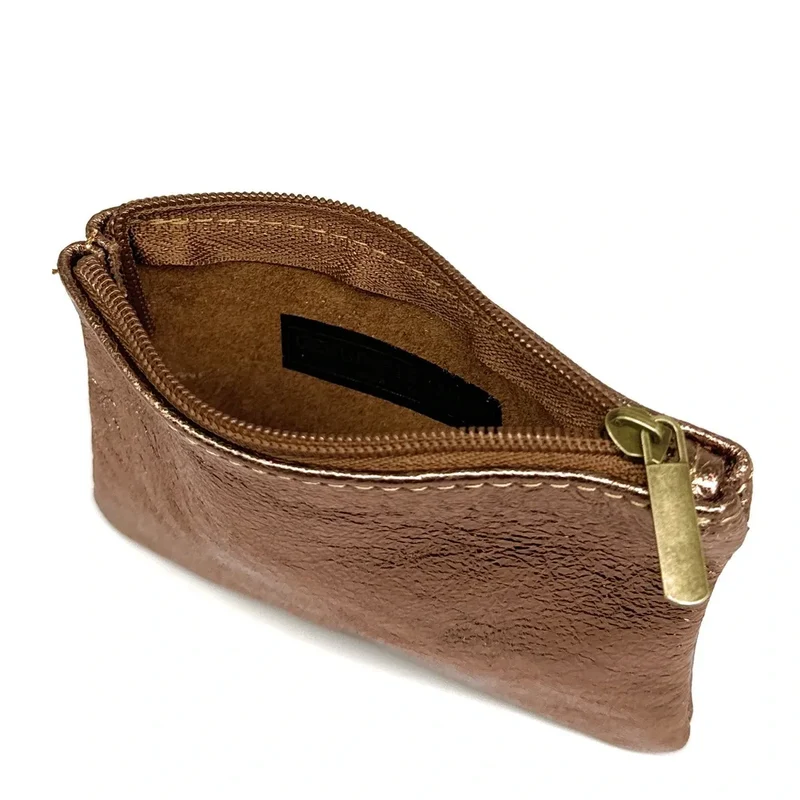 Pochette en cuir irisé GLOW PURSE Marron bronze