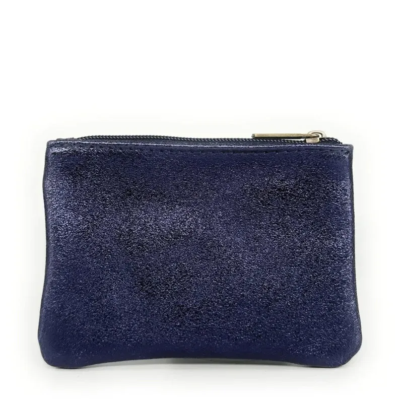 Pochette en cuir irisé GLOW PURSE Bleu nuit étoilée