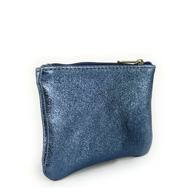 Pochette en cuir irisé GLOW PURSE Bleu cobalt irisé