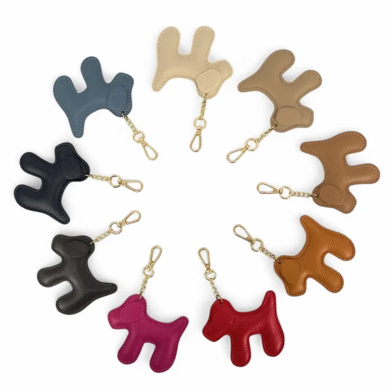 Porte-clés en cuir grainé WOUF Beige crème