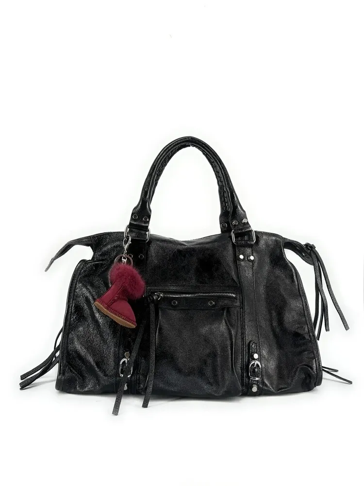 Porte-clés en daim FLY ME TO THE MOON Framboise