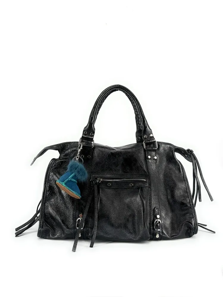 Porte-clés en daim FLY ME TO THE MOON Bleu vert canard