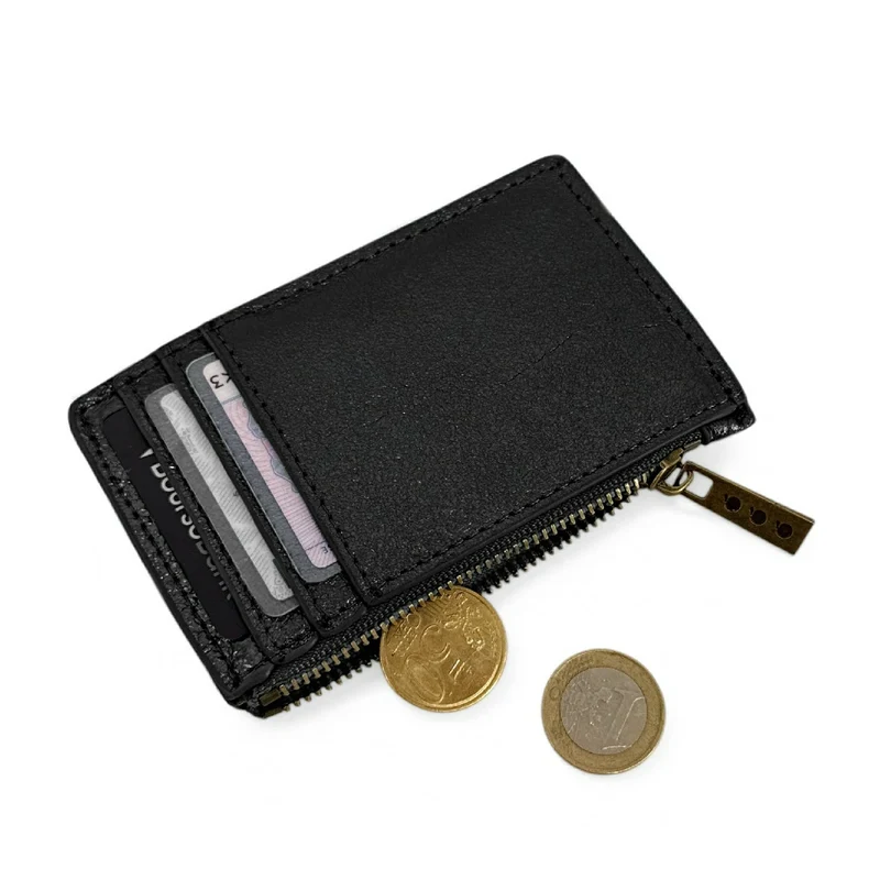 Porte-monnaie porte-cartes en cuir irisé EKKO Noir irisé
