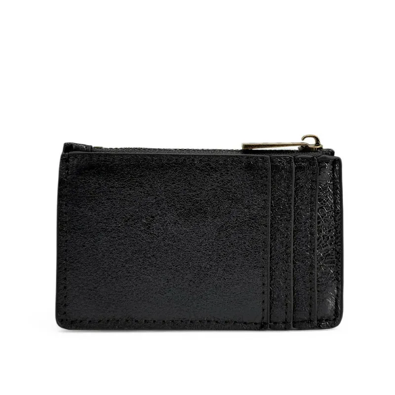 Porte-monnaie porte-cartes en cuir irisé EKKO Noir irisé