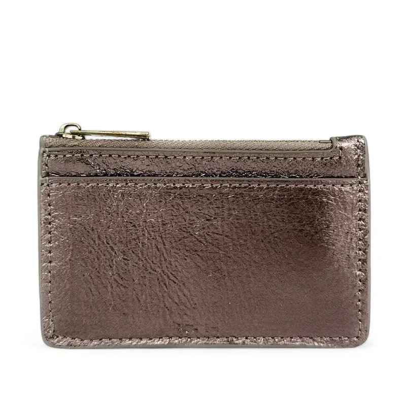 Porte-monnaie porte-cartes en cuir irisé EKKO Marron chocolat