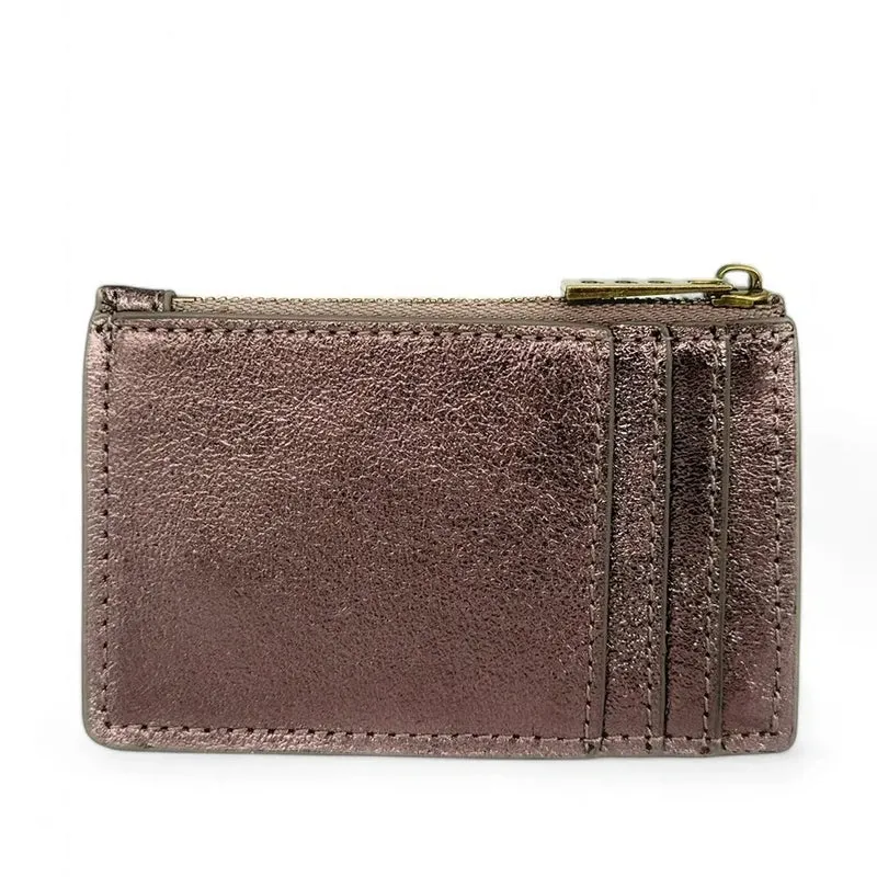 Porte-monnaie porte-cartes en cuir irisé EKKO Marron chocolat