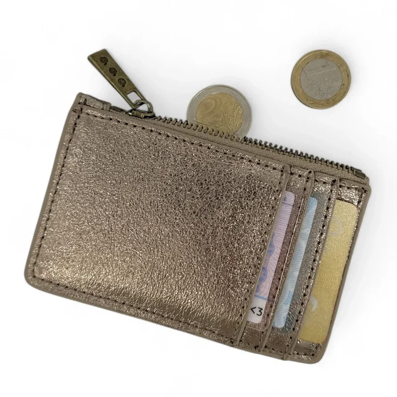 Porte-monnaie porte-cartes en cuir irisé EKKO Champagne irisé