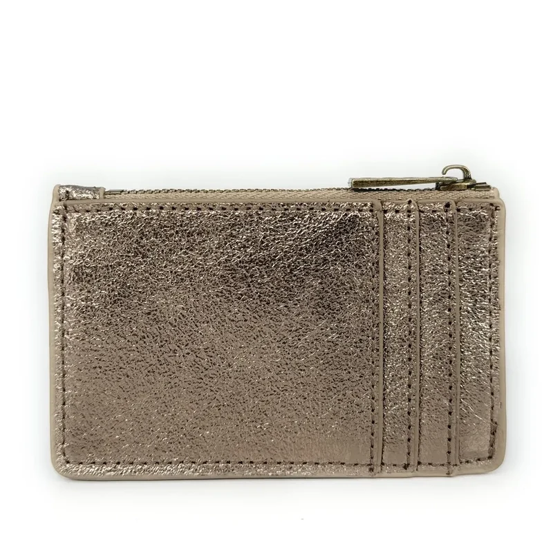Porte-monnaie porte-cartes en cuir irisé EKKO Champagne irisé