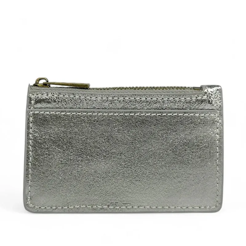 Porte-monnaie porte-cartes en cuir irisé EKKO Argent moyen