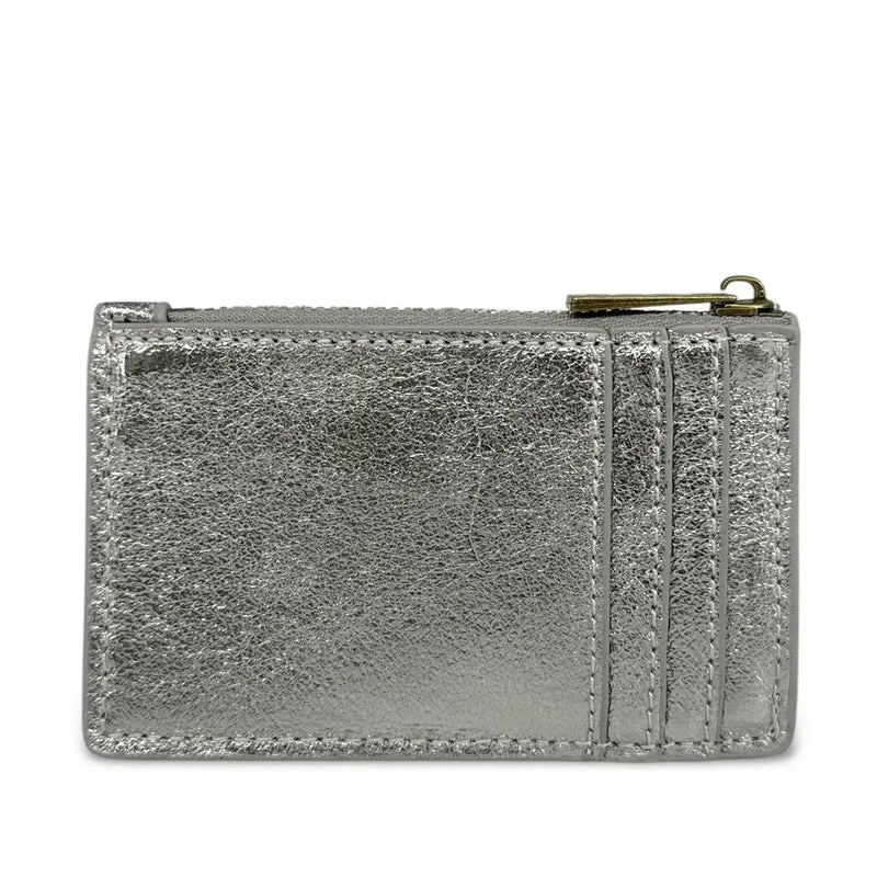 Porte-monnaie porte-cartes en cuir irisé EKKO Argent moyen