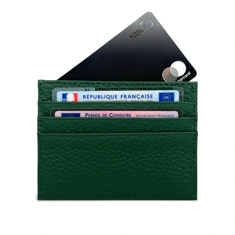 Porte-cartes en cuir grainé NOAH Vert forêt