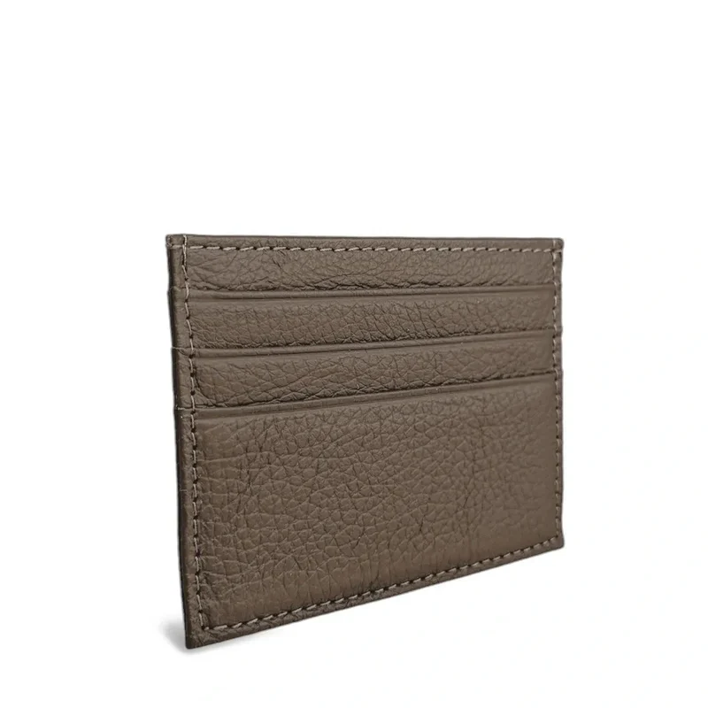 Porte-cartes en cuir grainé NOAH Taupe foncé