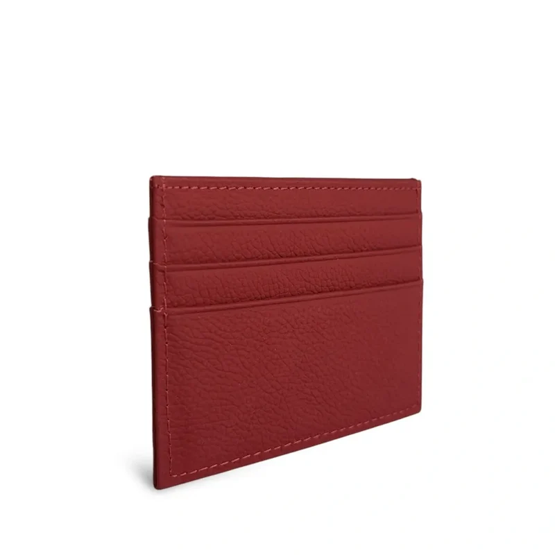 Porte-cartes en cuir grainé NOAH Rouge foncé