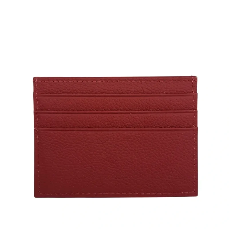 Porte-cartes en cuir grainé NOAH Rouge foncé