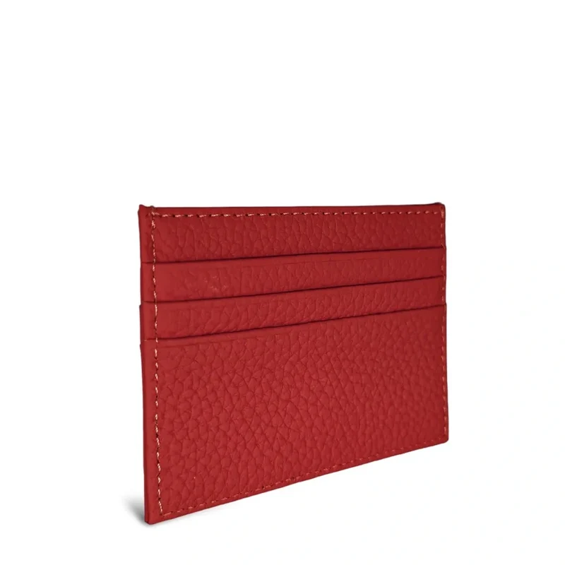 Porte-cartes en cuir grainé NOAH Rouge garance