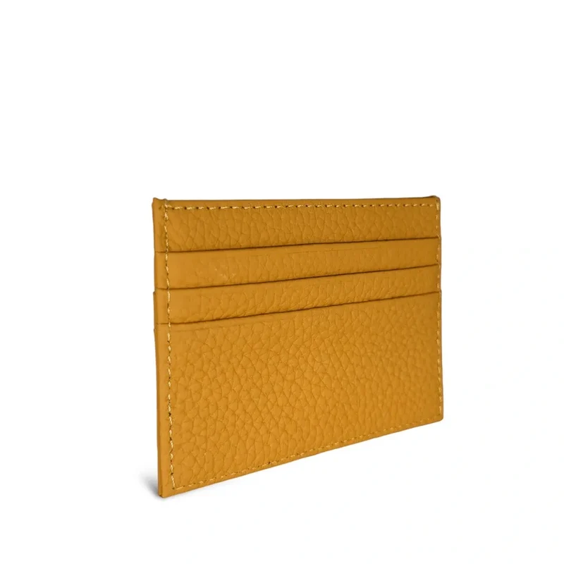 Porte-cartes en cuir grainé NOAH Jaune moutarde