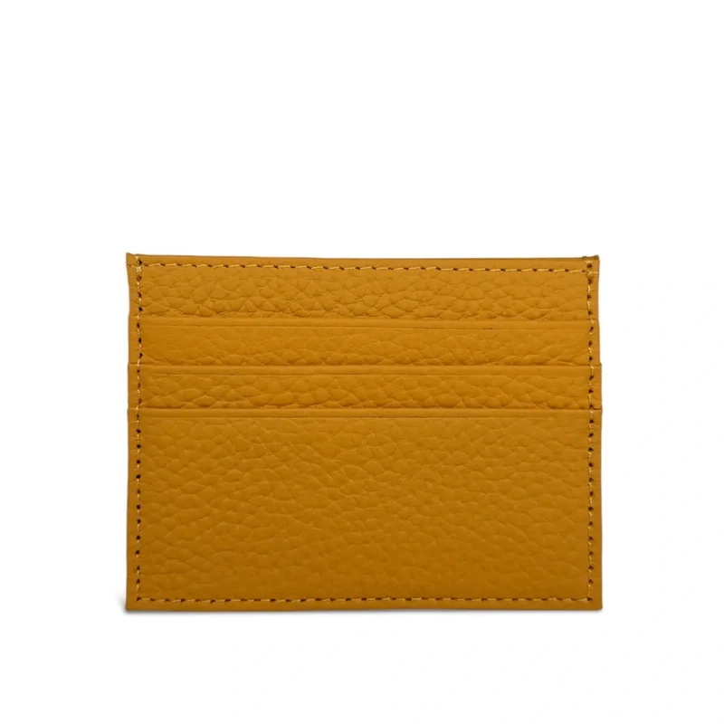 Porte-cartes en cuir grainé NOAH Jaune moutarde