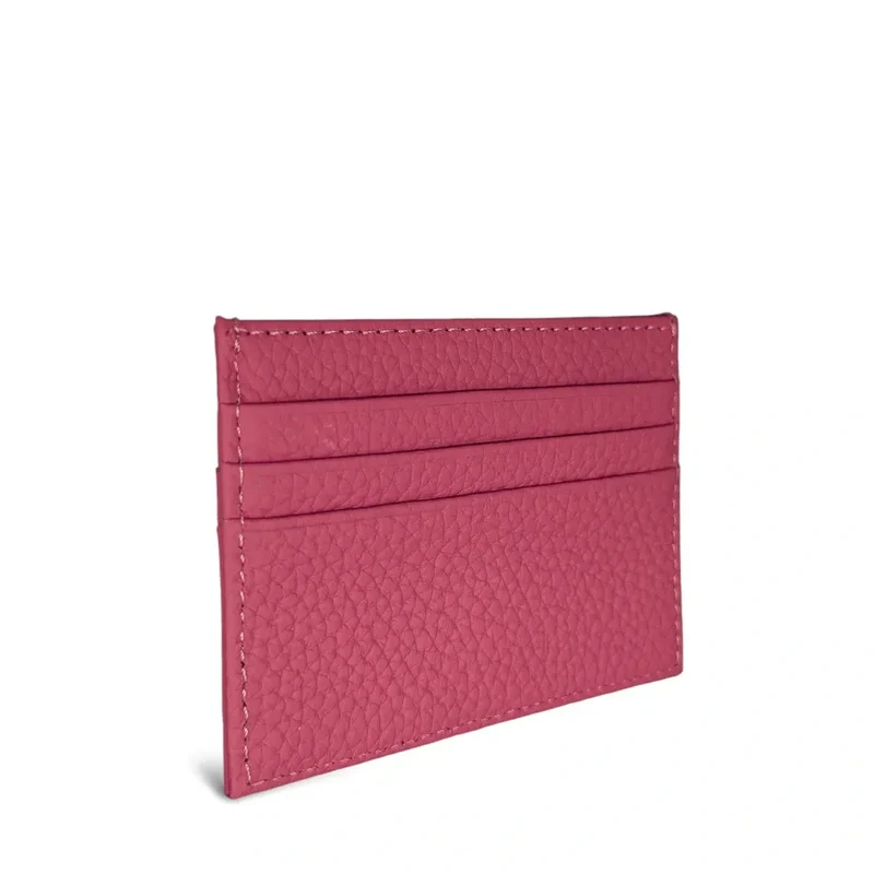 Porte-cartes en cuir grainé NOAH Rose fuchsia
