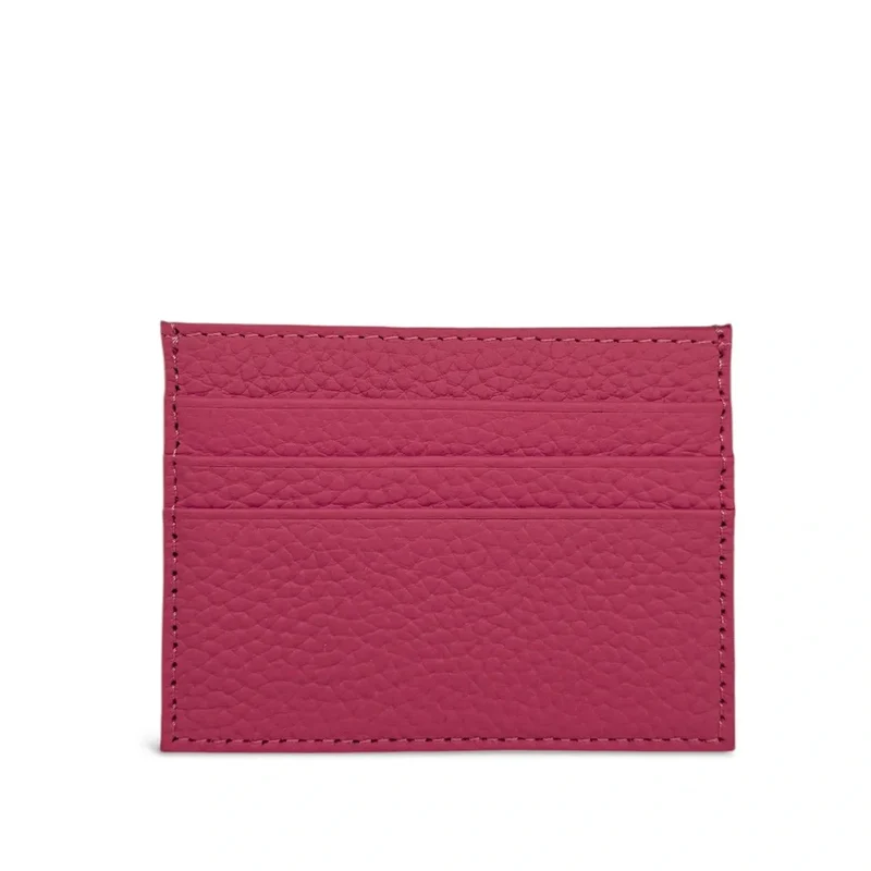 Porte-cartes en cuir grainé NOAH Rose fuchsia