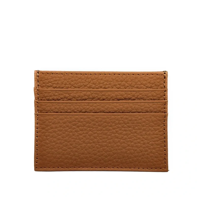 Porte-cartes en cuir grainé NOAH Marron camel