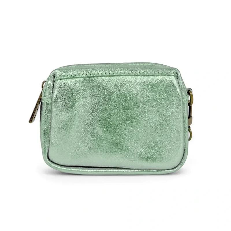 Porte-monnaie avec dragonne en cuir irisé CATCHY Menthe givrée