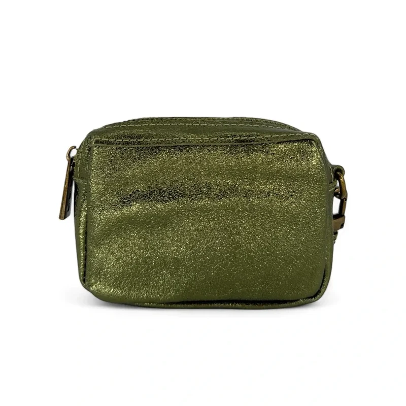 Porte-monnaie avec dragonne en cuir irisé CATCHY Vert kaki irisé
