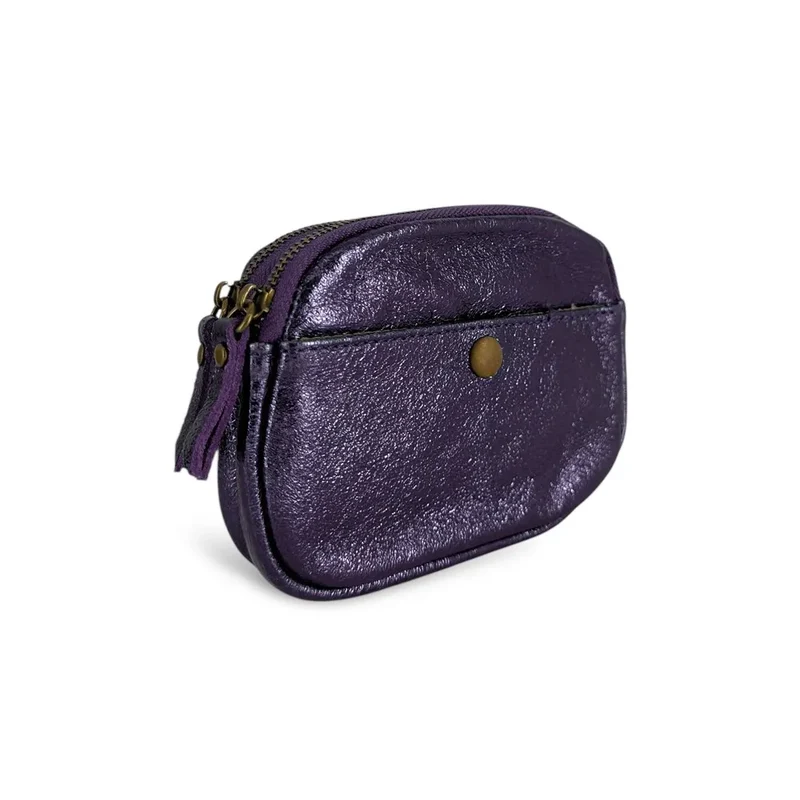 Pochette porte-monnaie en cuir irisé ZIPPY Améthyste
