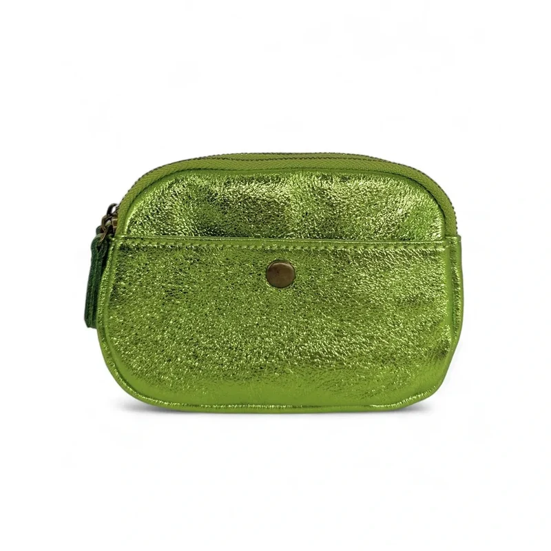 Pochette porte-monnaie en cuir irisé ZIPPY Vert anis irisé