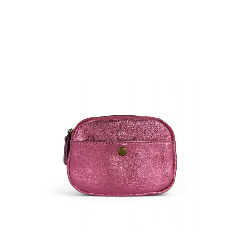 Pochette porte-monnaie en cuir irisé ZIPPY Rose néon