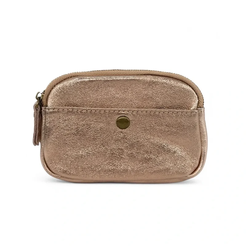 Pochette porte-monnaie en cuir irisé ZIPPY Rose gold