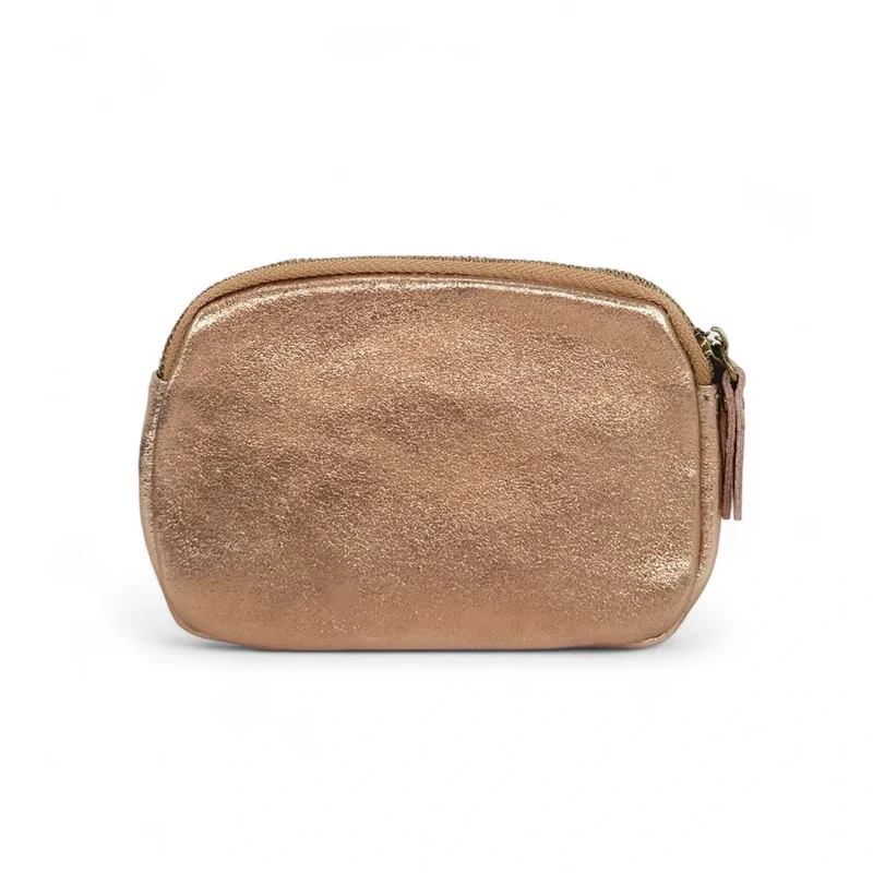 Pochette porte-monnaie en cuir irisé ZIPPY Rose gold