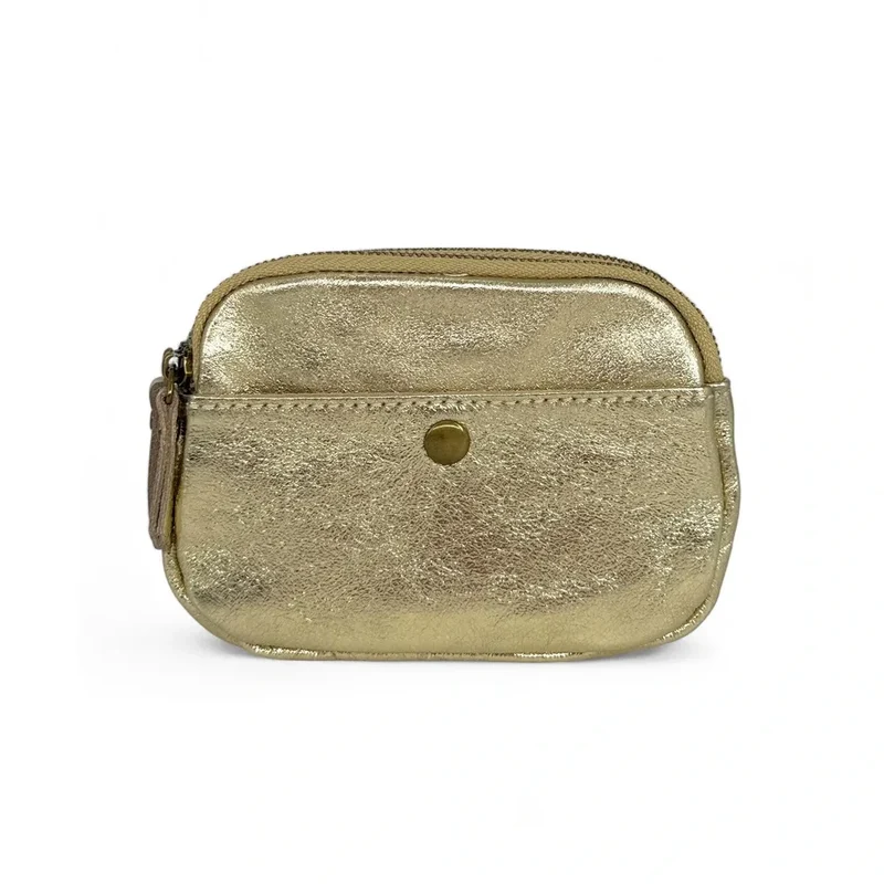 Pochette porte-monnaie en cuir irisé ZIPPY Or pâle