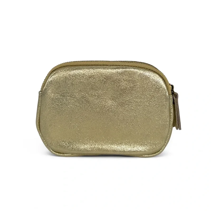 Pochette porte-monnaie en cuir irisé ZIPPY Or pâle