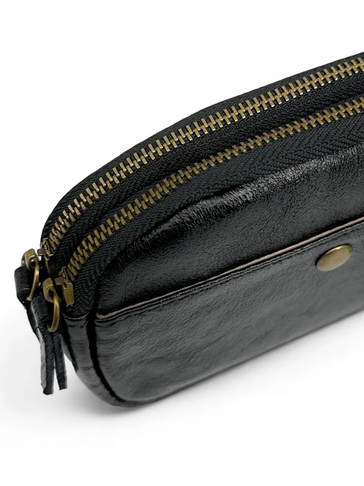 Pochette porte-monnaie en cuir irisé ZIPPY Noir irisé