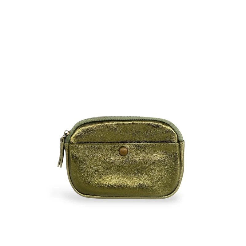 Pochette porte-monnaie en cuir irisé ZIPPY Vert Kaki irisé