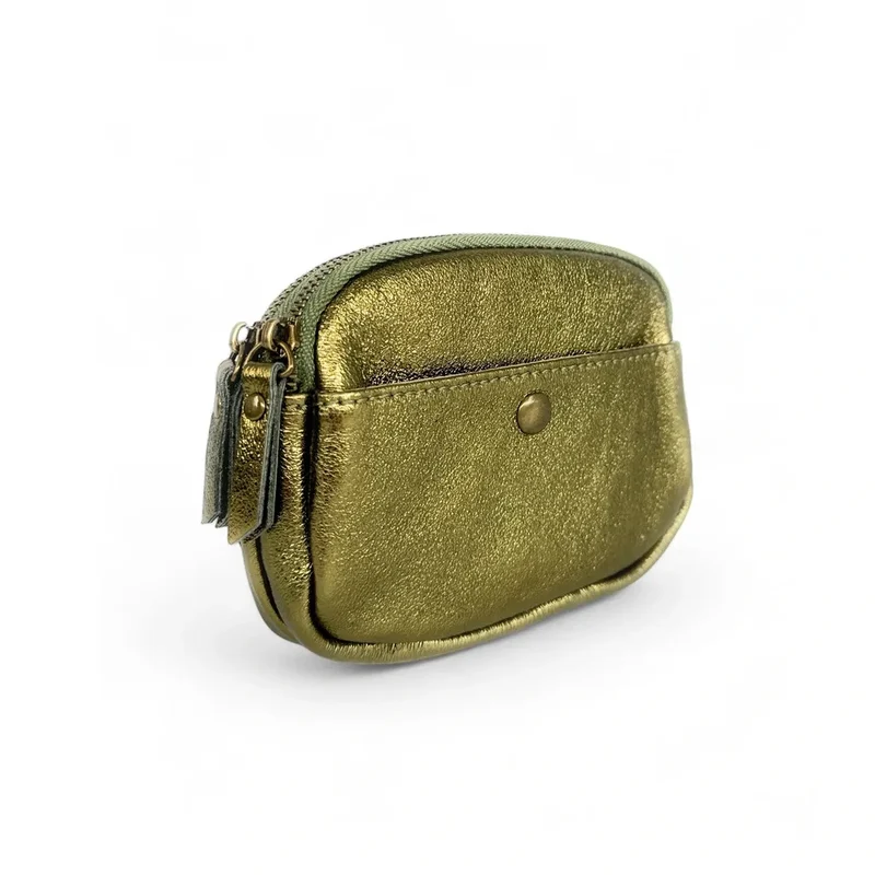 Pochette porte-monnaie en cuir irisé ZIPPY Vert Kaki irisé