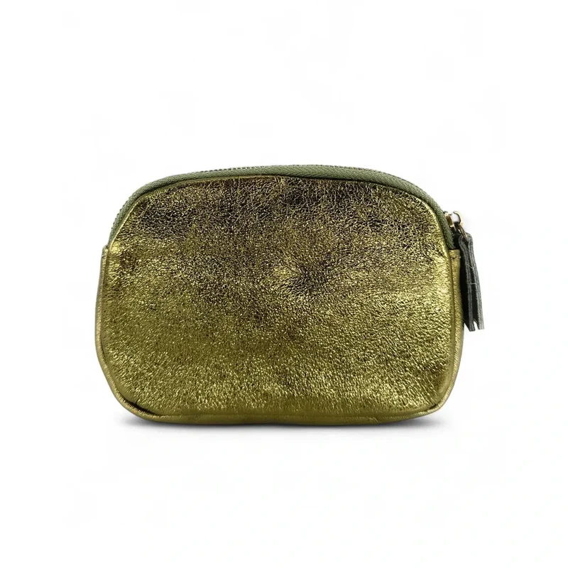 Pochette porte-monnaie en cuir irisé ZIPPY Vert Kaki irisé