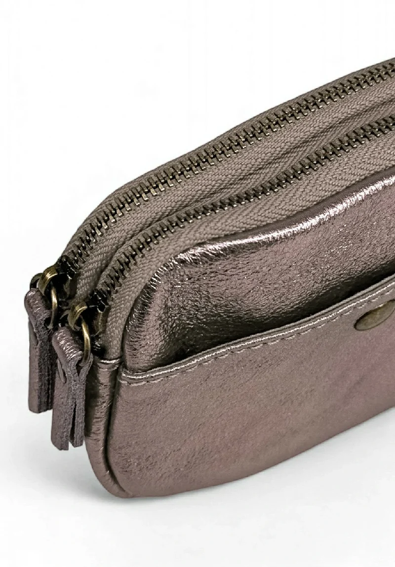 Pochette porte-monnaie en cuir irisé ZIPPY Champagne irisé